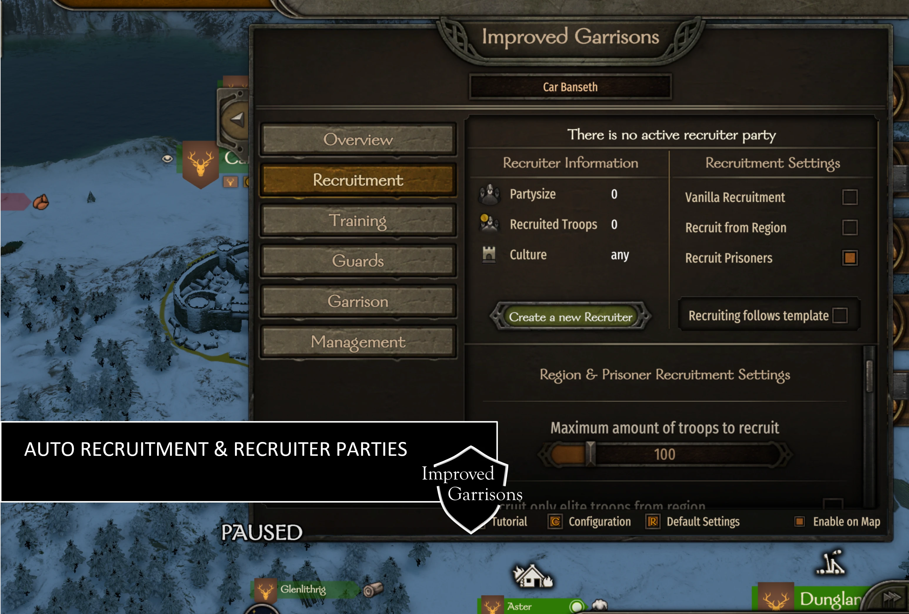 Mount&BladeII:Bannerlord Improved Garrisons-4-lagofast mod master