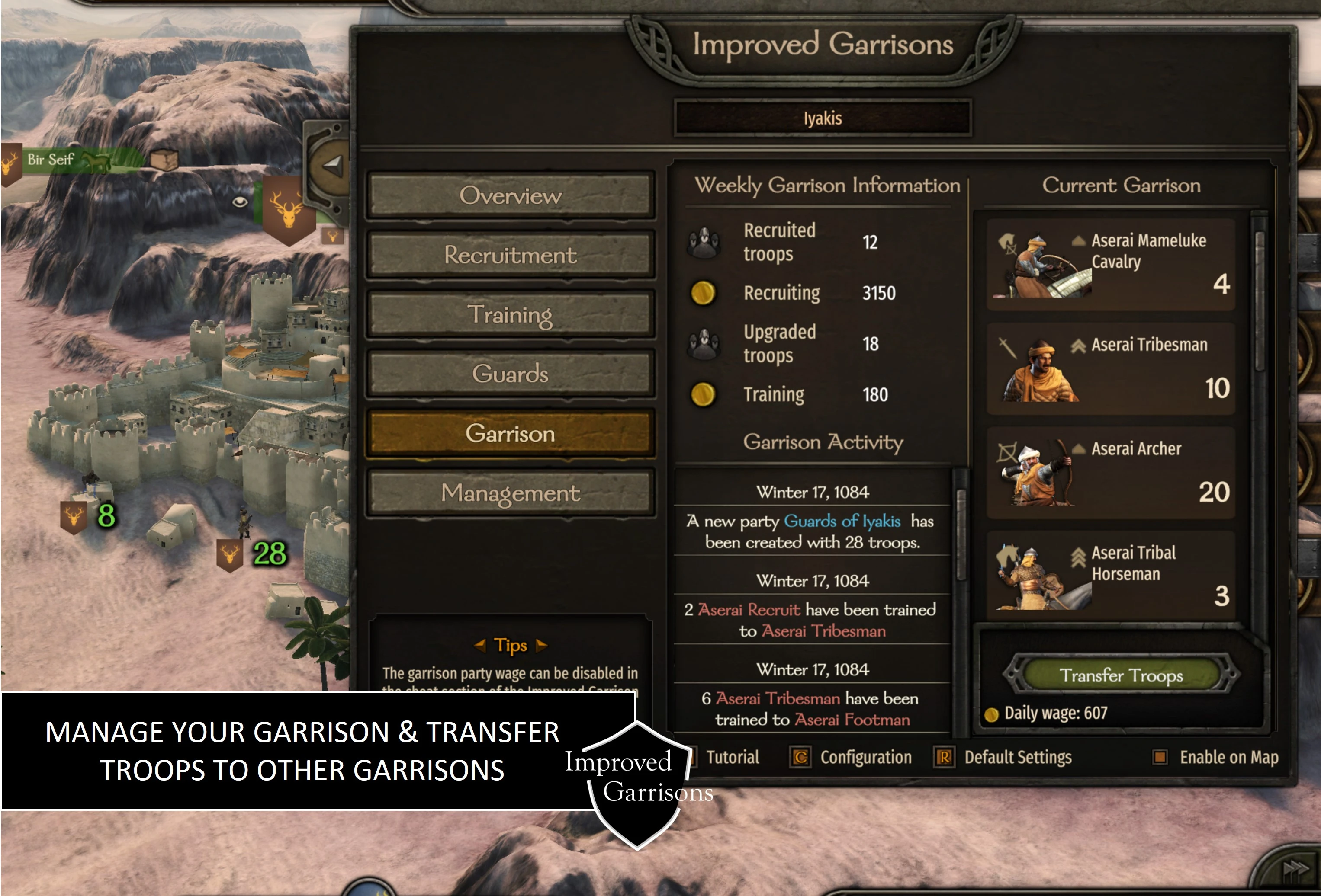 Mount&BladeII:Bannerlord Improved Garrisons-7-lagofast mod master
