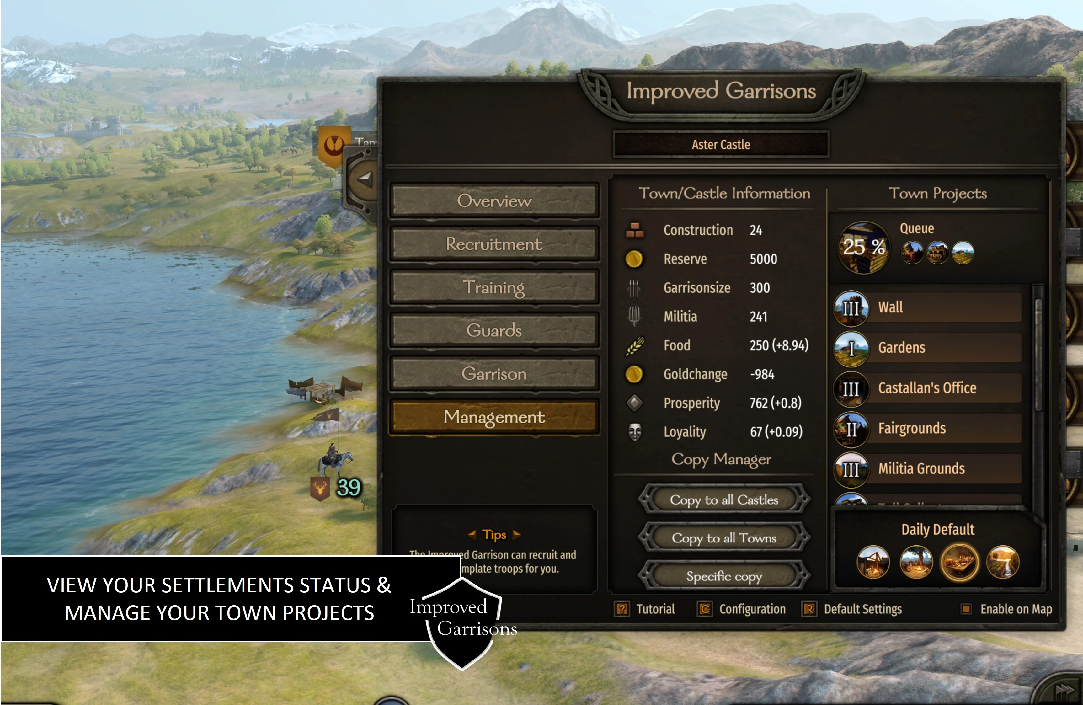 Mount&BladeII:Bannerlord Improved Garrisons-8-lagofast mod master