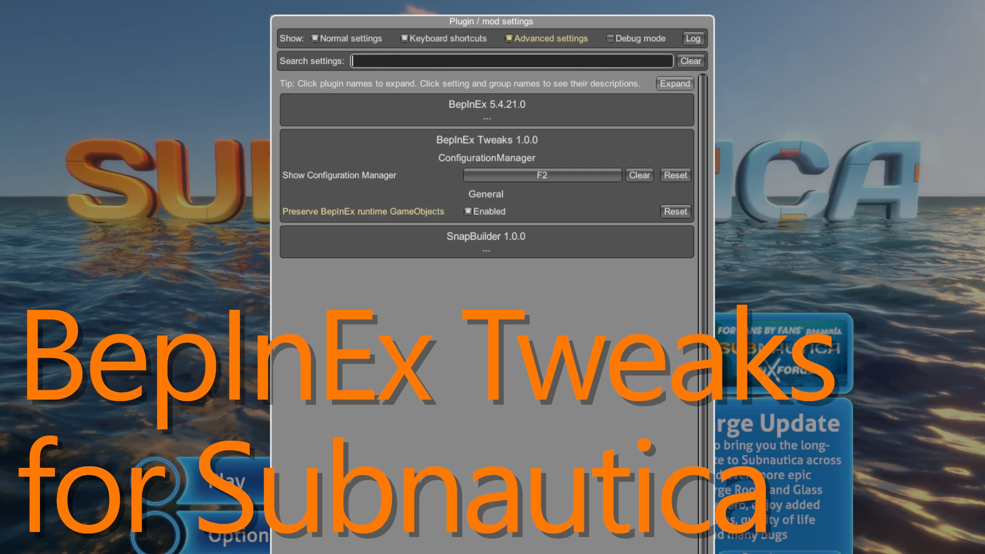 Subnautica-BepInEx Tweaks - Useful tweaks for BepInEx in Subnautica-lagofast mod master