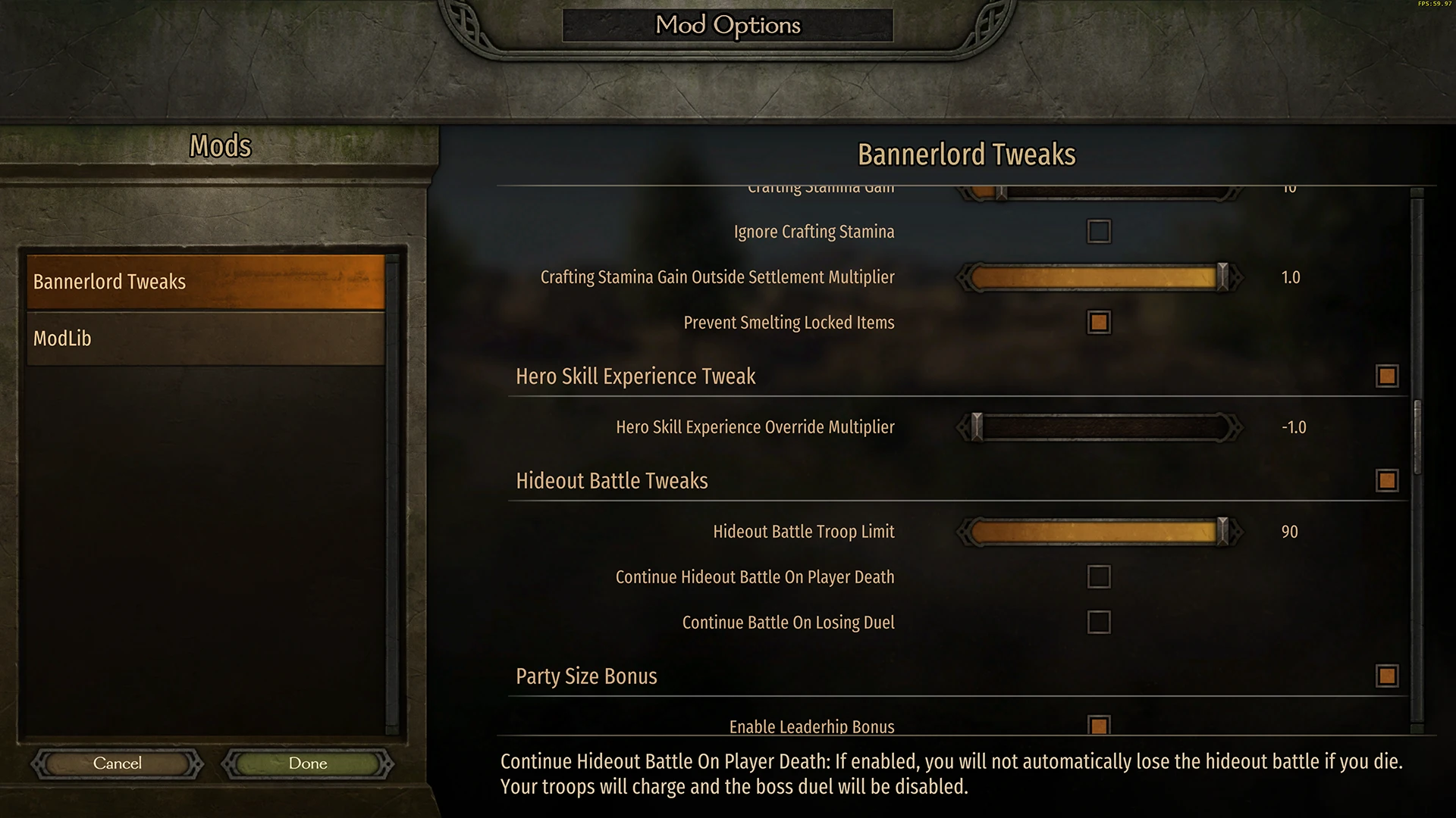 Mount&BladeII:Bannerlord Bannerlord Tweaks-2-lagofast mod master