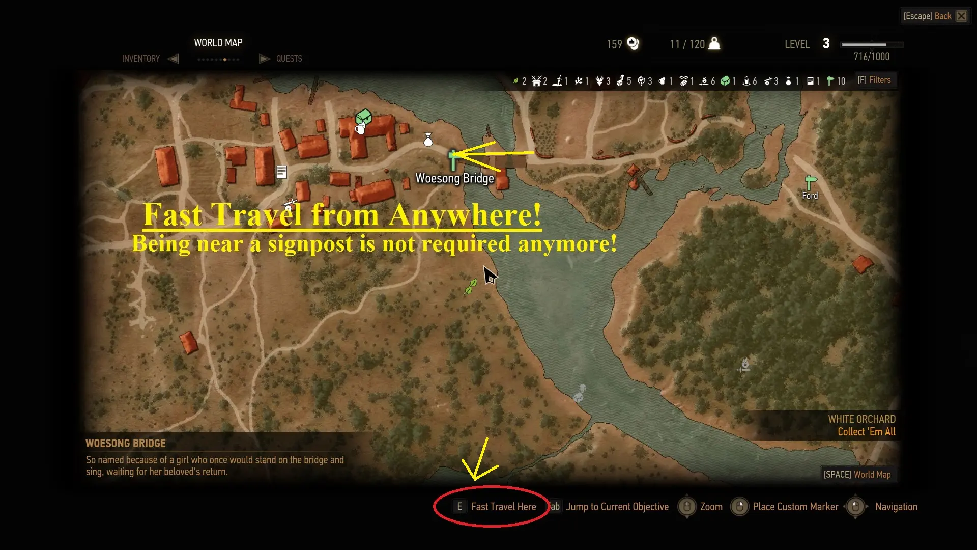 The Witcher 3: Wild Hunt-Fast Travel from Anywhere-lagofast mod master