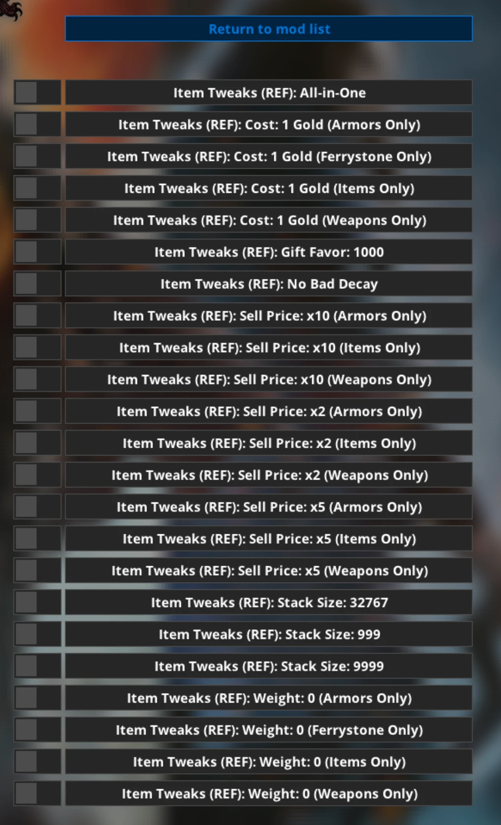 Dragon's Dogma 2 Item Tweaks - Cost 1 Gold - No Weight - x10 Sell Price - No Decay - Stack Sizes-3-lagofast mod master