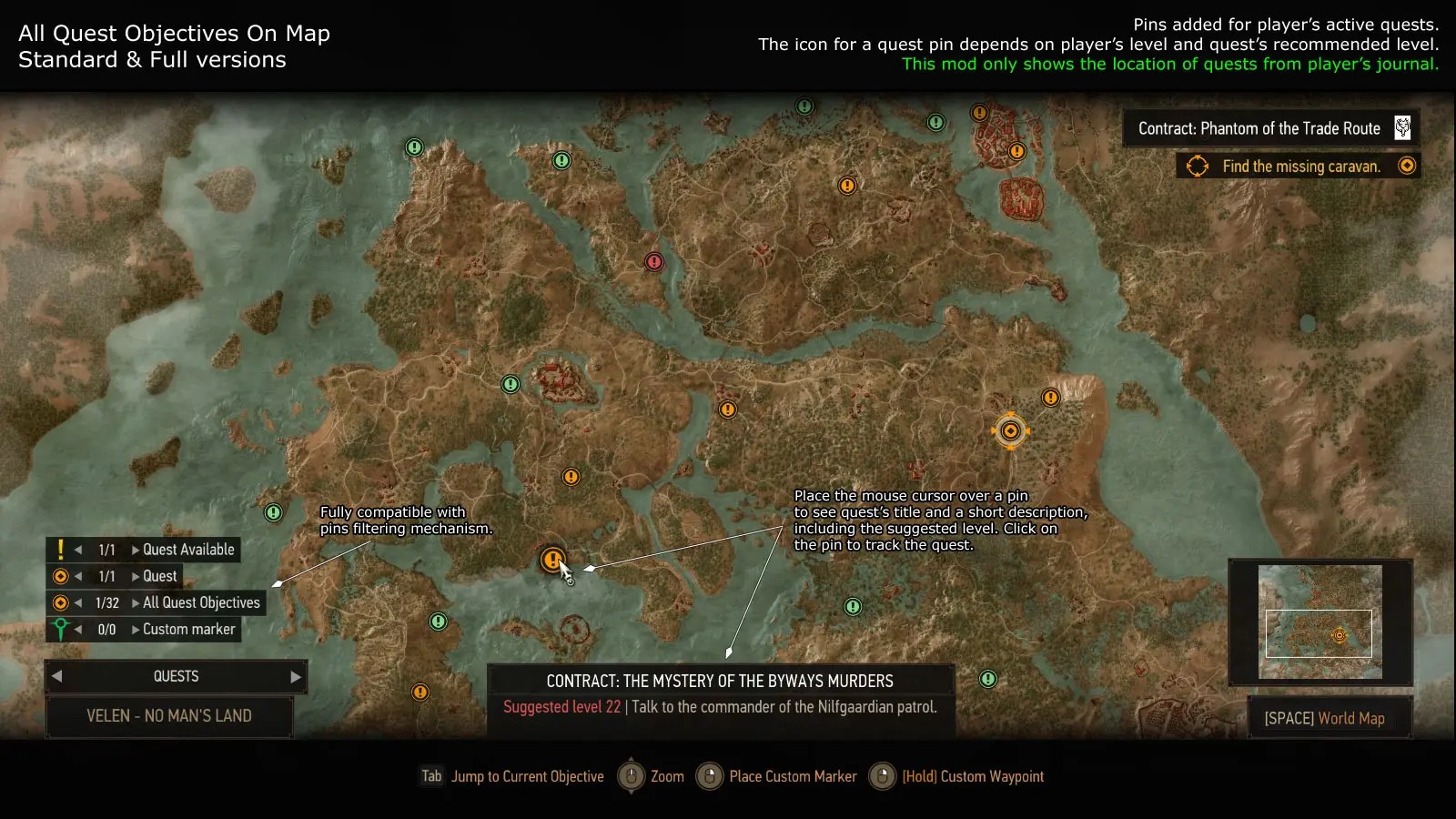 The Witcher 3: Wild Hunt-All Quest Objectives On Map-lagofast mod master