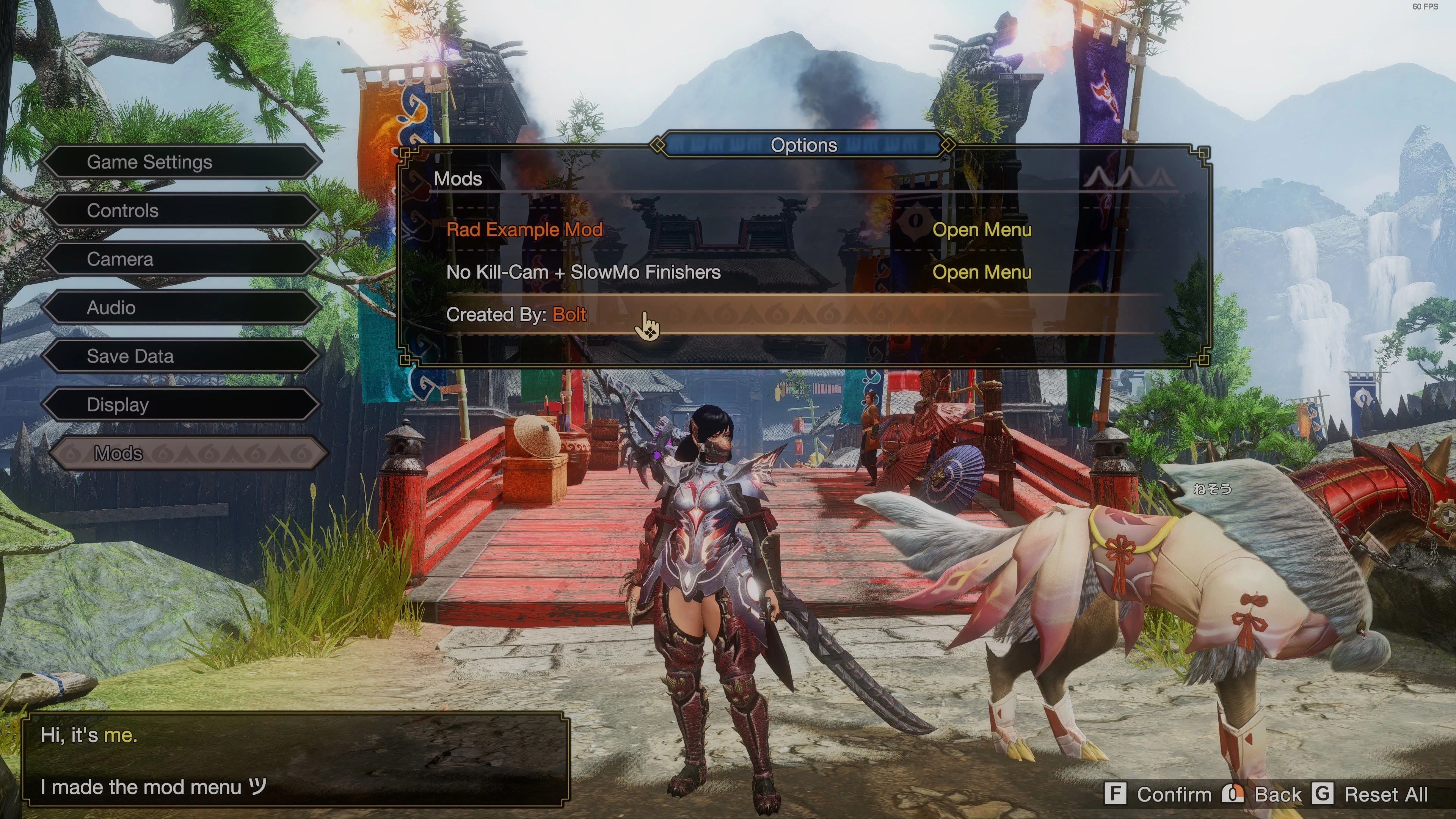 MONSTER HUNTER RISE 커스텀 게임 내 모드 메뉴 API-2-라고패스트 모드마스터
