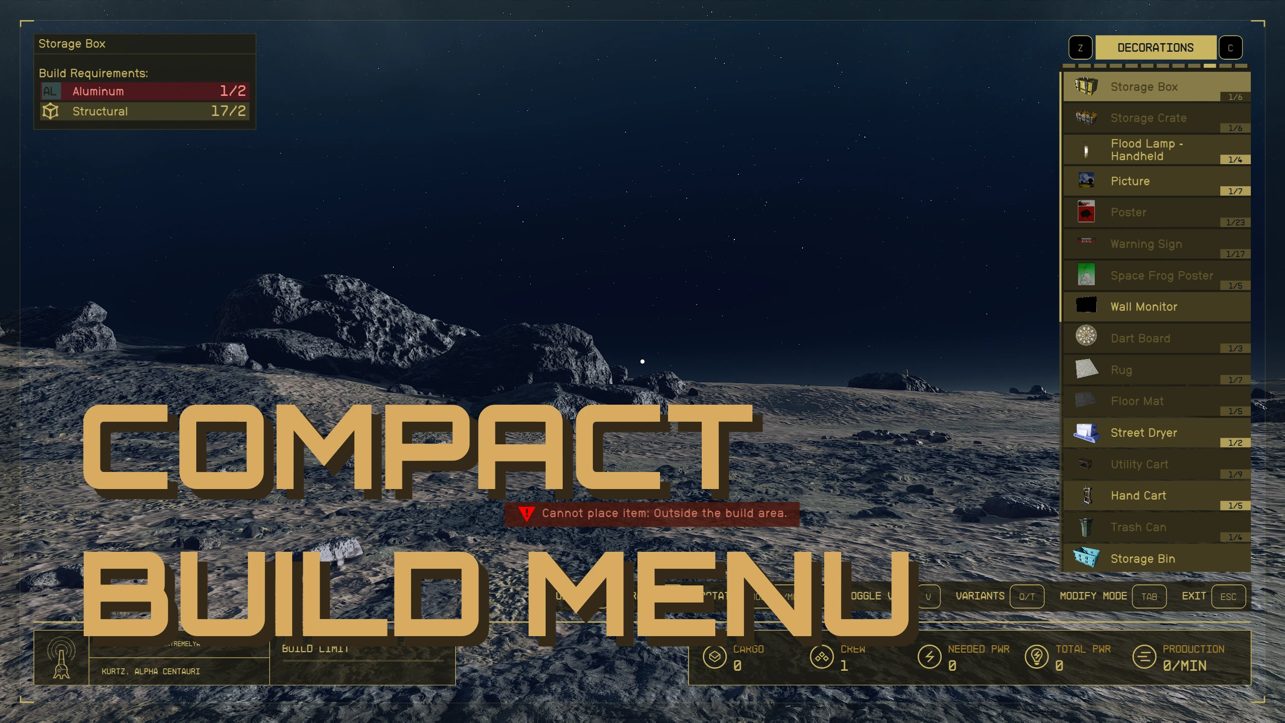 Starfield-Compact Build Menu-lagofast mod master
