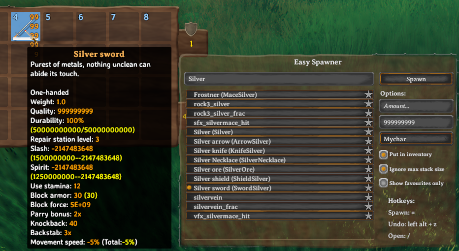 High level silver sword example