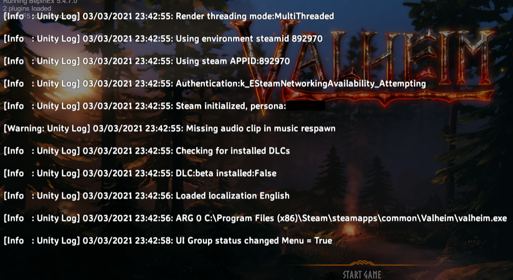 BepInEx info in top left