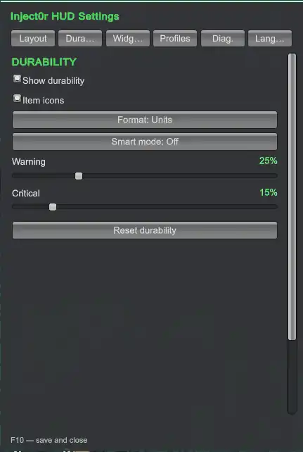 Durability settings