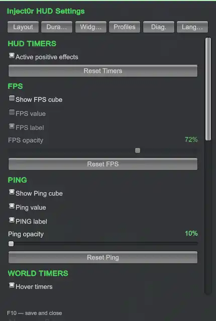 Widget settings