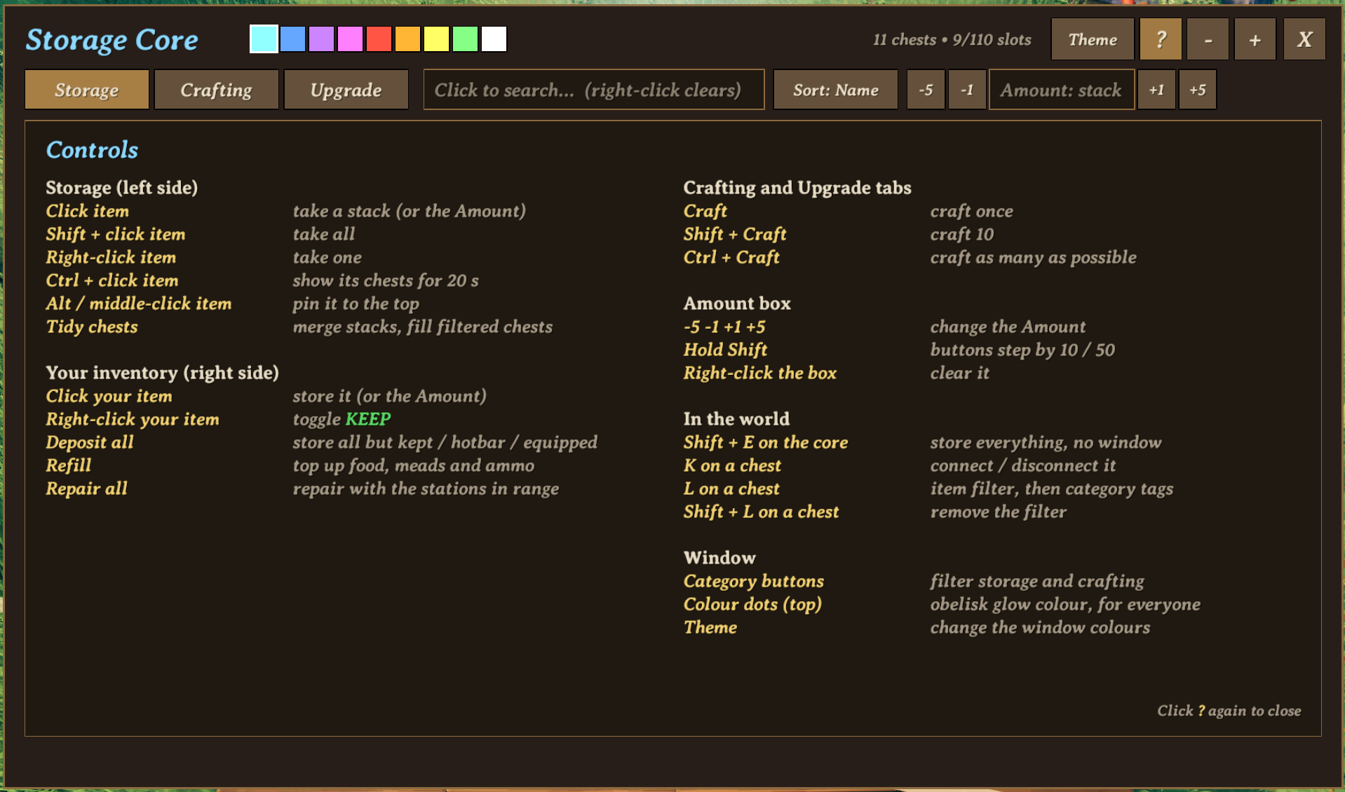 Controls page