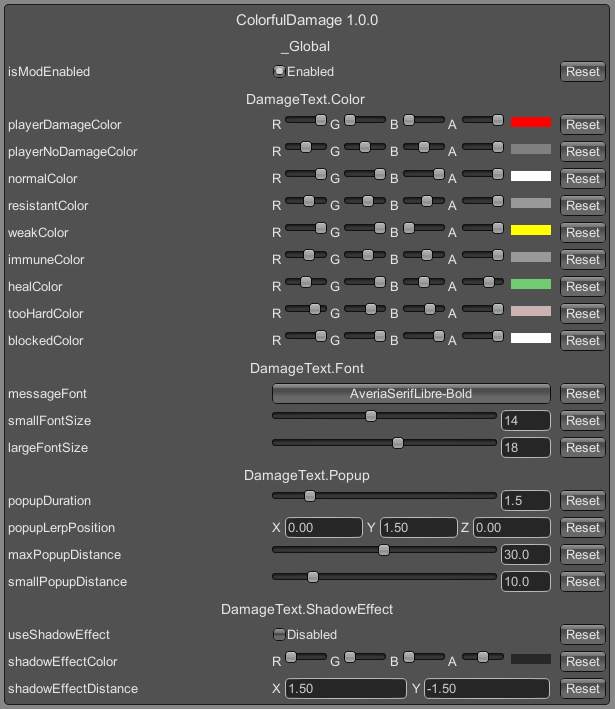 ColorfulDamage - Configuration