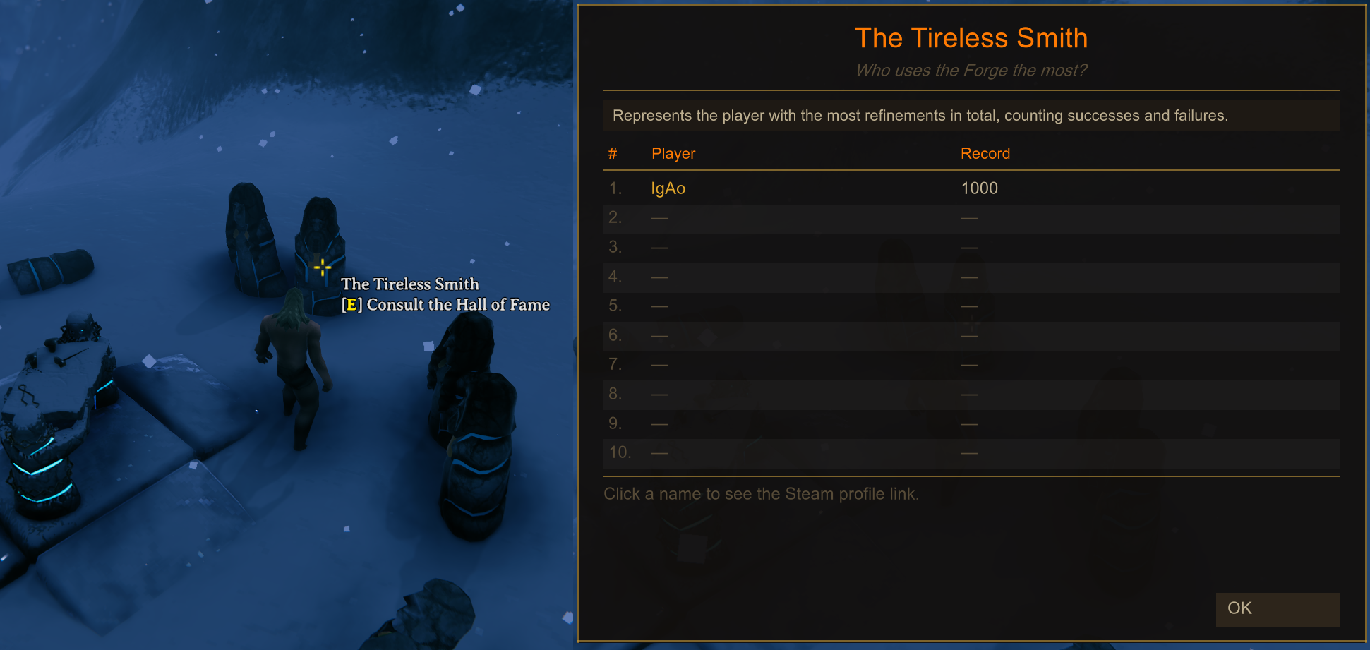 A Hall of Fame statue and its ranking panel