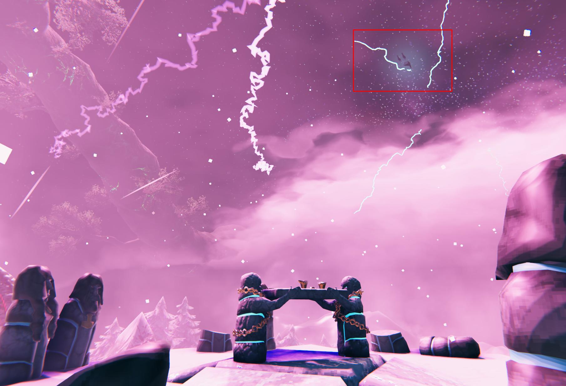 Thor crossing the night sky over the Refinement Forge