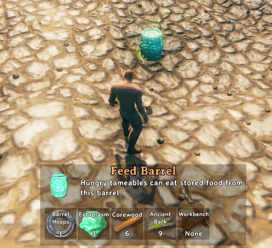 Feed Barrel in the Hammer build menu