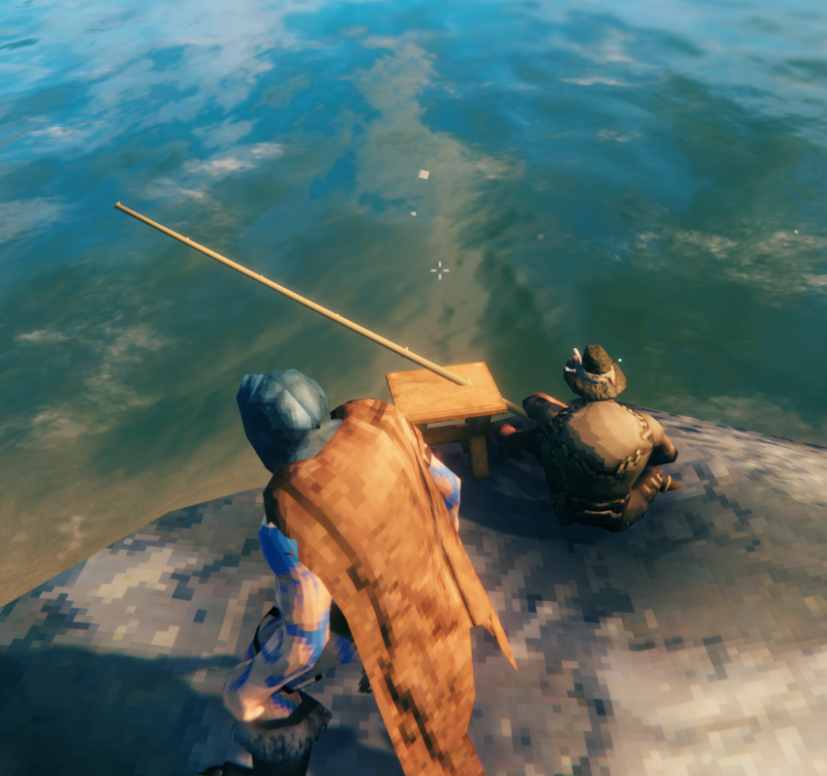 The fisherman at work by his stool