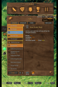 Switching between crafting list and grid views
