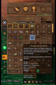 Favoriting recipes and changing crafting grid size