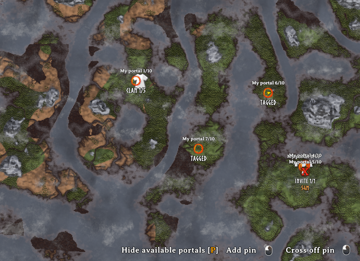 Selecting a destination on the portal map