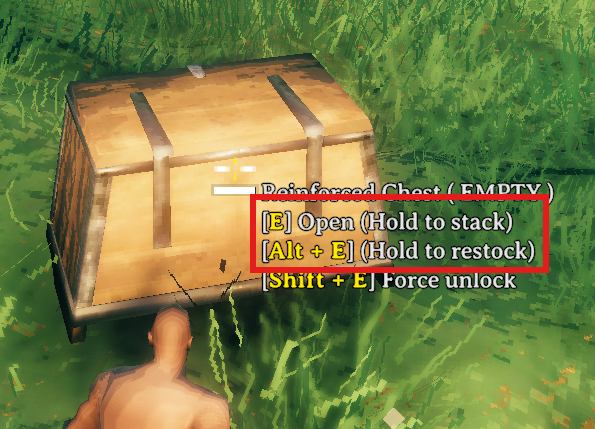 Quick stack and restock hints at a chest