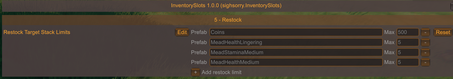 Per-item restock target controls