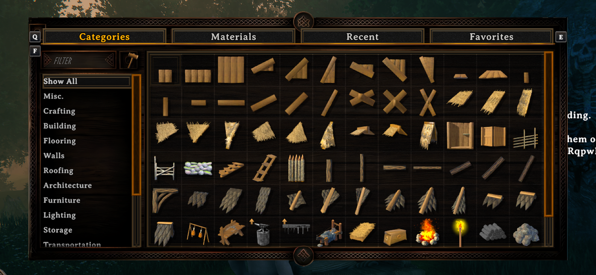 Build menu