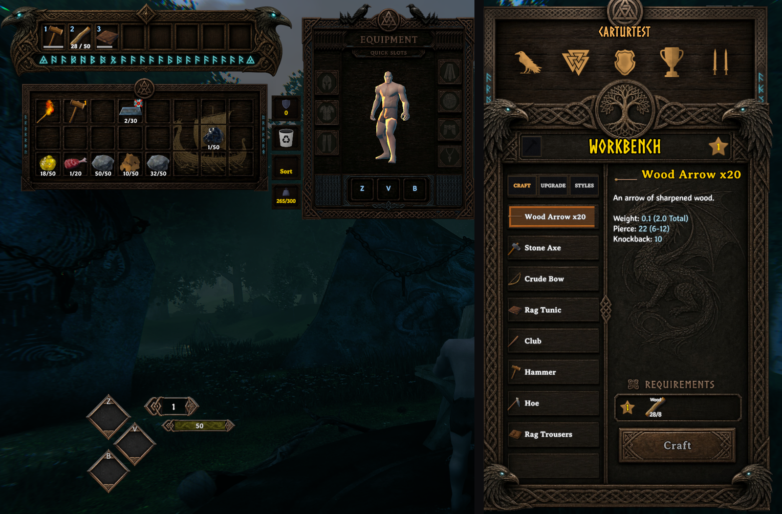 Inventory and crafting