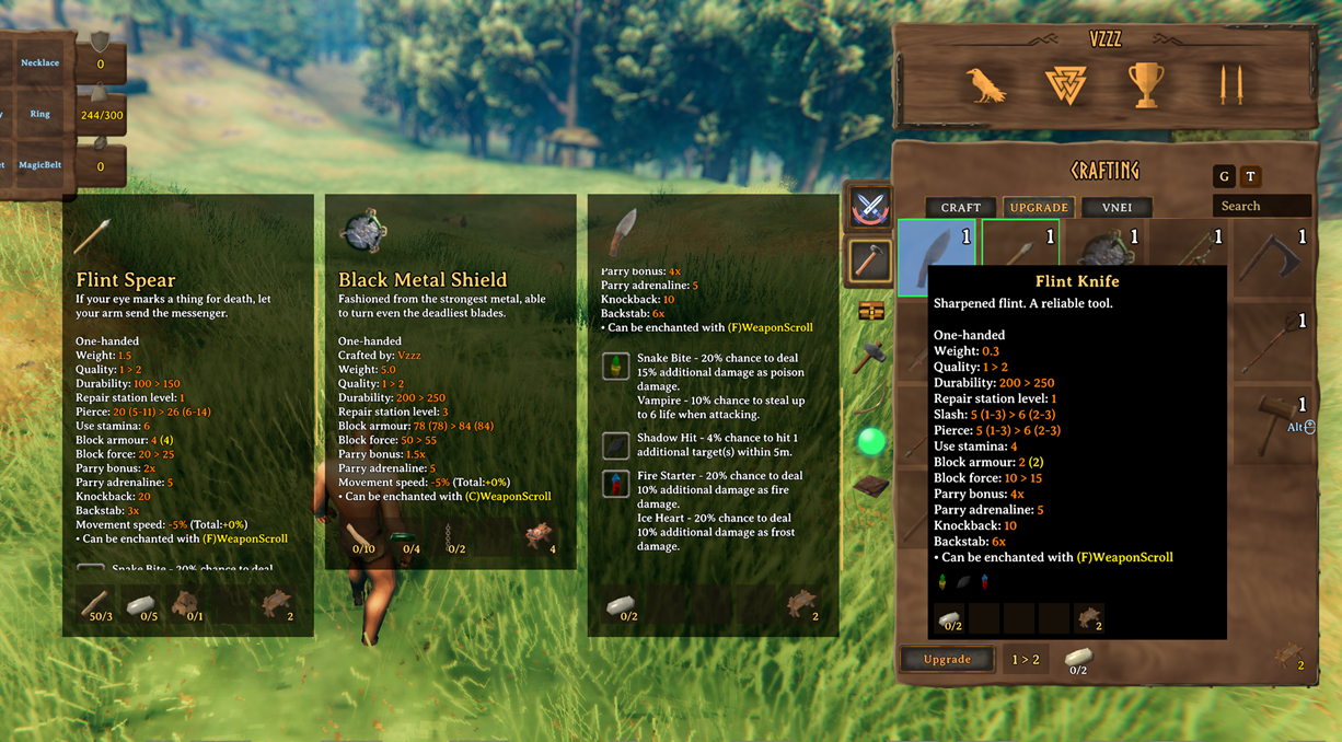 Upgrade benefits highlighted in the item details