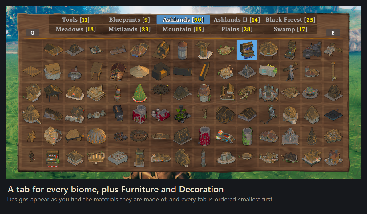 The build menu