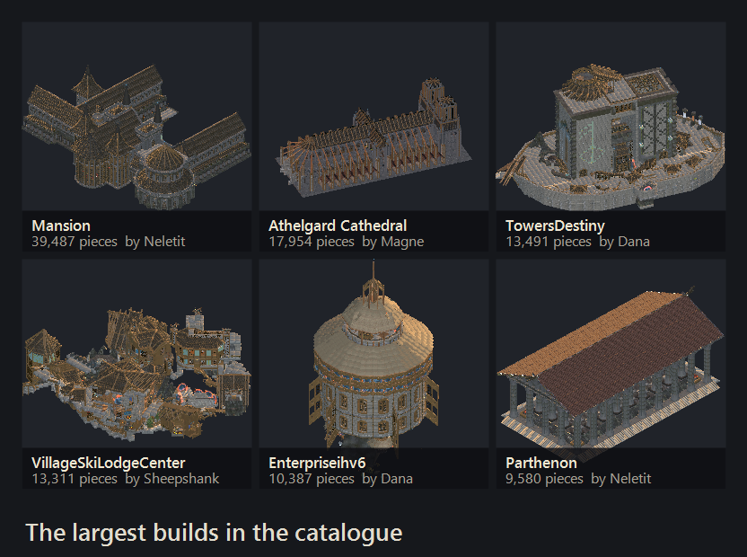 The largest builds in the catalogue