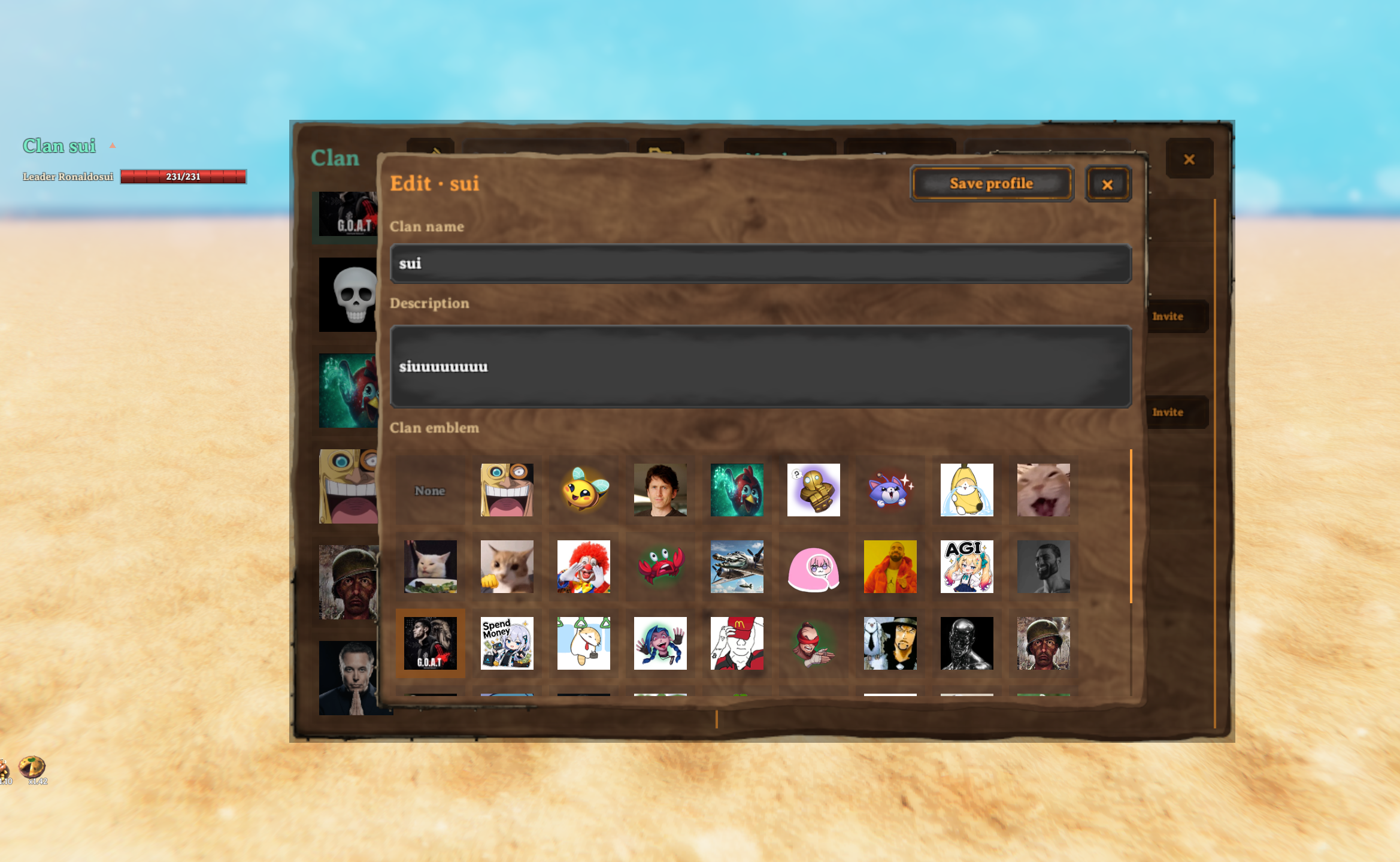 Clan profile and emblem editor