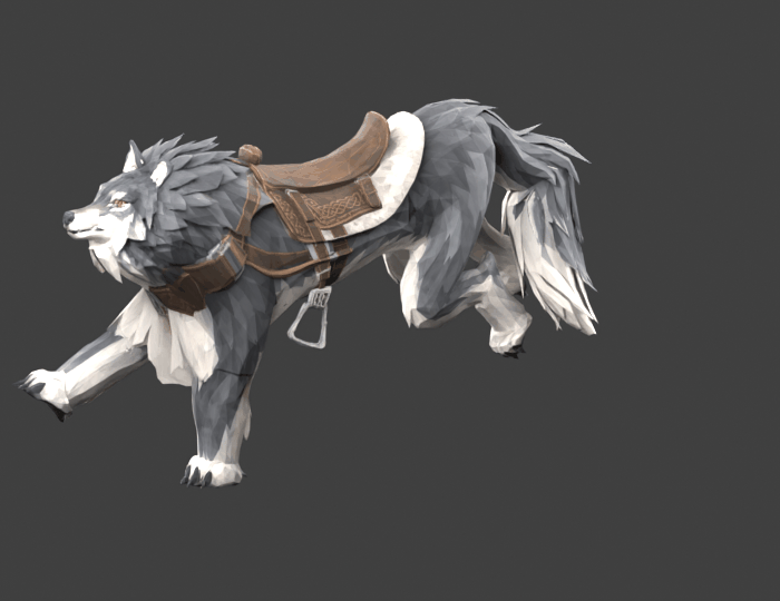 Saddled direwolf running animation preview