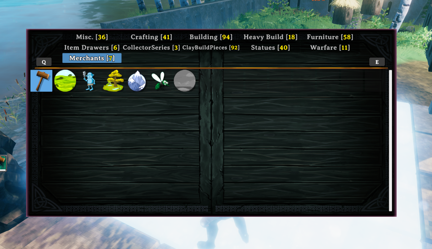 Merchant Building Menu