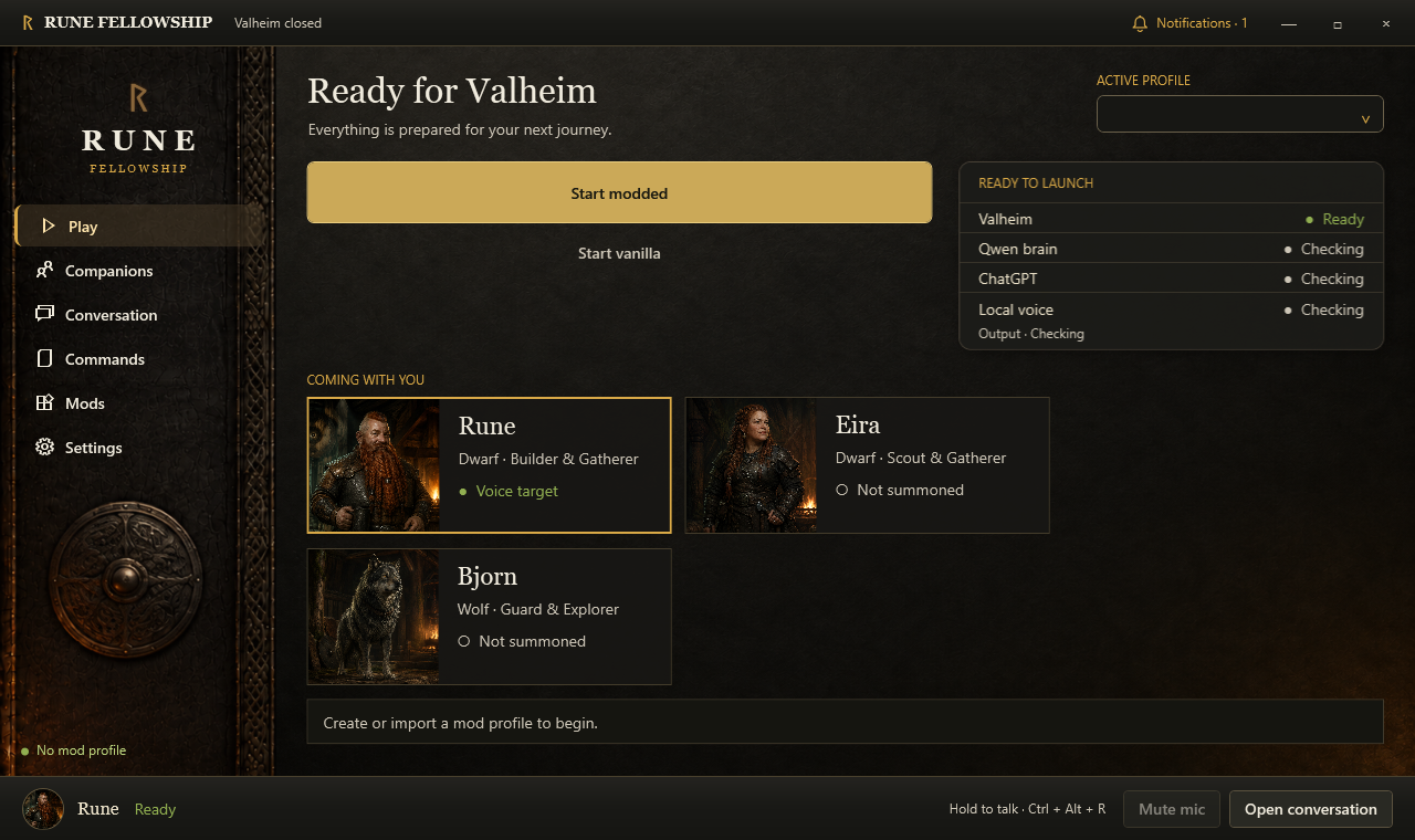 Rune Play screen