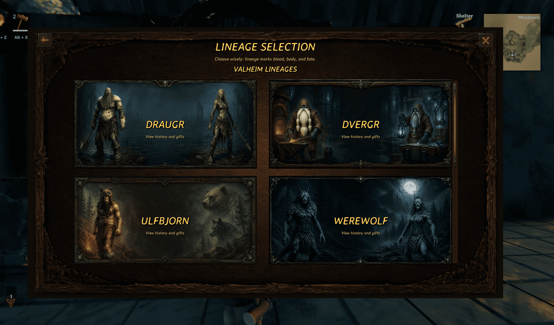 Race selection in the Lineage Mirror